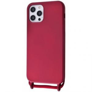 Чохол (Lanyard Case) для iPhone 12 Pro Max зі шнурком Rose Red