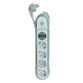 Мережевий подовжувач Ldnio SE 4432 4 розетки 220V / 4 USB 5V 3.4A 17W (2м) White