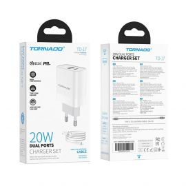 Зарядний пристрій TORNADO TD-17 (USB Type-C / PD20W / QC3.0) White