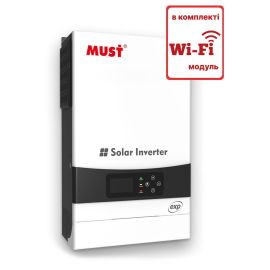 Інвертор сонячний, гібридний, з чистою синусоїдою, MUST PV19-6048 EXP, з Wi-Fi модулем, 48V, 6000W