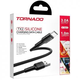 Кабель USB Type-C TORNADO TX2 Silicone (1m / 3A) Black
