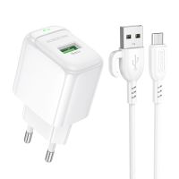 Зарядний пристрій з кабелем BOROFONE BAS42A Potential single-port QC3.0 charger set (Micro)(EU) White