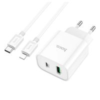 Зарядний пристрій з кабелем HOCO C80A Plus Rapido PD20W+QC3.0 charger set (C to iP) White