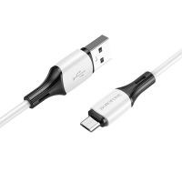 Кабель Micro USB BOROFONE BX79 USB to Micro 2.4A, 1m, silicone, silicone connectors, White