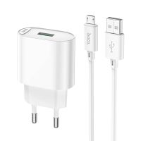 Зарядний пристрій з кабелем HOCO C109A Fighter single port QC3.0 charger set (Micro) White