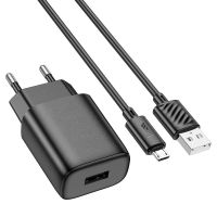 Зарядний пристрій з кабелем HOCO C134A Solid single-port charger set (Micro) (EU) Black
