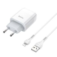 Зарядний пристрій з кабелем HOCO C73A Glorious dual port charger set (iP)(EU) White
