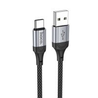Кабель USB Type-C HOCO X102 3A, 1m, nylon, aluminum connectors, Black