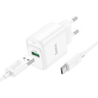 Зарядний пристрій з кабелем HOCO C140A Smart single port QC3.0 charger set (Type-C)(EU) White