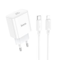 Зарядний пристрій з кабелем HOCO C76A Pro Majestic single port PD30W charger set (C to iP)(EU) White