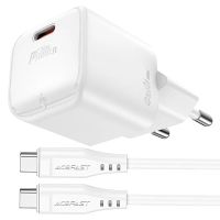 Зарядний пристрій з кабелем ACEFAST A77 mini PD30W GaN single USB-C charger set (C3-03) White