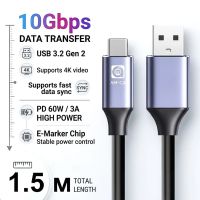 Кабель USB Type-C AMAOE AM-CA 60W 10GB 1.5м, Чорний