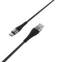 Кабель USB Type-C BOROFONE BX32 2.4A, 1m, nylon, aluminum+TPE connectors, Black