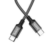 Кабель USB Type-C на Type-C HOCO X14 Type-C to Type-C 60W, 1m, nylon, aluminum connectors, Black