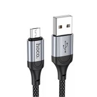 Кабель Micro USB HOCO X102 USB to Micro 2.4A, 1m, nylon, aluminum connectors, Black