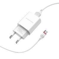 Зарядний пристрій з кабелем BOROFONE BA20A Sharp single port charger set (Type-C) 10.5W White