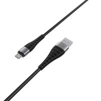 Кабель Micro USB BOROFONE BX32 USB to Micro 2.4A, 1m, nylon, aluminum+TPE connectors, Black