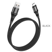 Кабель Micro USB HOCO X50 USB to Micro 2.4A, 1m, nylon, aluminum connectors, Black