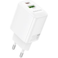 Зарядний пристрій BOROFONE BN27 Fuente PD20W+QC3.0 charger (EU) White