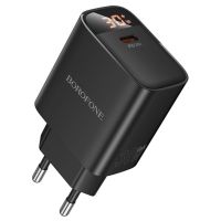 Зарядний пристрій BOROFONE BA97A Ilustre single-port PD30W charger with digital display (EU) Black