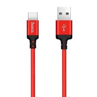 Кабель USB Type-C HOCO X14 3A, 1m, nylon, aluminum connectors, Black-Red