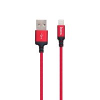Кабель USB Lightning HOCO X14 2A, 2m, nylon, aluminum connectors Black-red