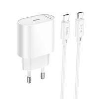Зарядний пристрій з кабелем HOCO C109A(PD20W) Fighter single port PD20W charger set (C to C) White