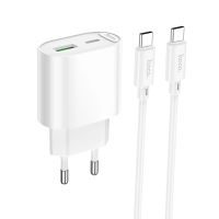 Зарядний пристрій з кабелем HOCO C109A(PD20W+QC3.0) Fighter PD20W+QC3.0 charger set (C to C) White