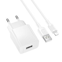 Зарядний пристрій з кабелем BOROFONE BAS71A Source single-port charger set (iP) White