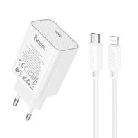 Зарядний пристрій з кабелем HOCO C143A Benefit single port PD20W charger set (C to iP) White