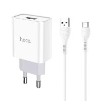 Зарядний пристрій з кабелем HOCO C81A Asombroso single port charger set (Type-C) White