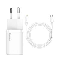 Зарядний пристрій з кабелем Baseus Super Si 1C 20W With Simple Wisdom Data Cable Type-C/iP 1m White