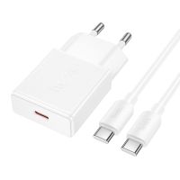Зарядний пристрій з кабелем HOCO N72 Speed single-port PD20W ultra-thin charger set (C to C)(EU)