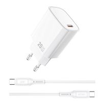 Зарядний пристрій з кабелем WIWU 20W Essen GaN Fast Charger+ Cable Combo Wi-G007 C-C EU White