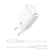 Зарядний пристрій з кабелем WIWU 20W Essen GaN Fast Charger+ Cable Combo Wi-G007 C-L EU White