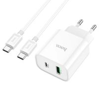 Зарядний пристрій з кабелем HOCO C80A Plus Rapido PD20W+QC3.0 charger set (Type-C to Type-C) White