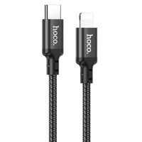 Кабель USB Type-C на Lightning HOCO X14 3A, 20W, 1m, nylon, aluminum connectors, Black