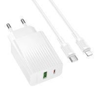 Зарядний пристрій з кабелем BOROFONE BAS76A Source PD30W+QC3.0 charger set (C to iP) White
