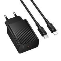 Зарядний пристрій з кабелем BOROFONE BAS73A Source single port PD20W charger set (C to iP) (EU) Black