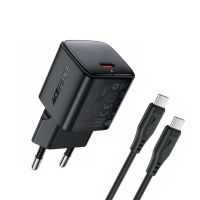 Зарядний пристрій з кабелем ACEFAST A117 PD20W mini GaN fast charger set (P16),black  Black
