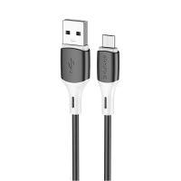 Кабель Micro USB BOROFONE BX79 USB to Micro 2.4A, 1m, silicone, silicone connectors, Black