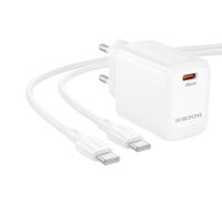Зарядний пристрій з кабелем BOROFONE BN26 Fuente single-port PD20W charger set (C to C) (EU) White