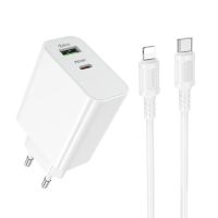 Зарядний пристрій BOROFONE BA107A Stellar single port PD30W charger set (C to iP) (EU) White