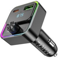 АЗП з FM-модулятором HOCO E81 Fantasy PD30W+QC3.0 car BT FM transmitter Black