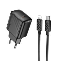 Зарядний пристрій з кабелем HOCO CS24A Puerto single-port PD25W charger set (C to iP)(EU) Black