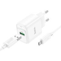 Зарядний пристрій з кабелем HOCO C140A Smart single port QC3.0 charger set (Micro)(EU) White