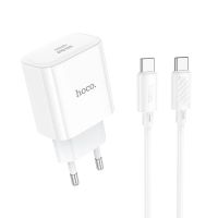 Зарядний пристрій з кабелем HOCO C76A Pro Majestic single port PD30W charger set (Type-C to Type-C)(EU) White