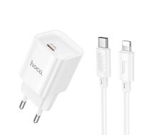 Зарядний пристрій з кабелем HOCO C146A Charm single port PD20W charger set (C to iP) (EU) White