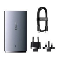 Зарядний пристрій з  кабелем Baseus GaN5 Pro Ultra-Slim Fast Charger C+U 65W Gray((With Mini White Cable C to C 100W(20V/5A) 1m Black)