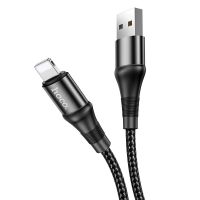 Кабель USB Lightning HOCO X50 2.4A, 1m, nylon, aluminum connectors, Black